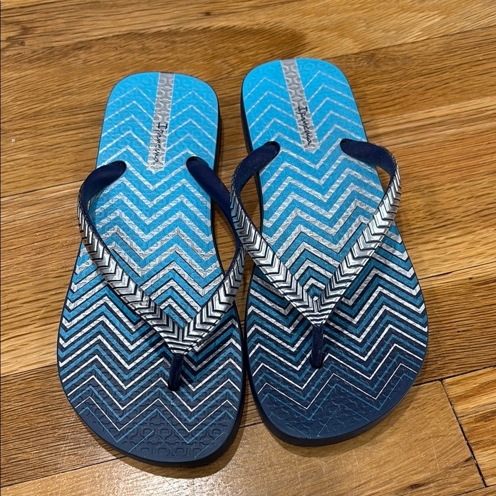 Havaianas Blue Chevron Flip Flops